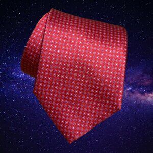 $690 BRIONI Handmade Red Aqua Blue Micro Polka Dots Geometric Silk Tie LUX Italy